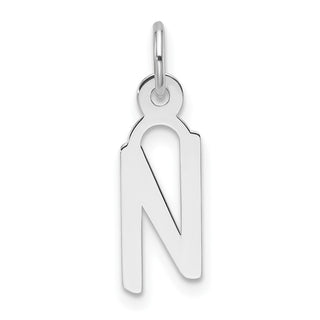 14K White Gold Slanted Block Letter N Initial Charm