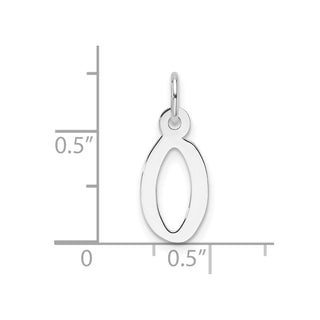 14K White Gold Slanted Block Letter O Initial Charm