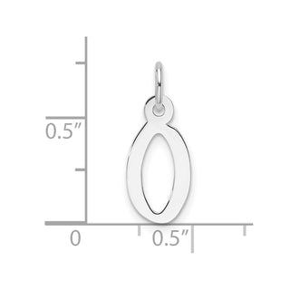 14K White Gold Slanted Block Letter O Initial Charm