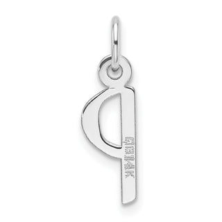 14K White Gold Slanted Block Letter P Initial Charm