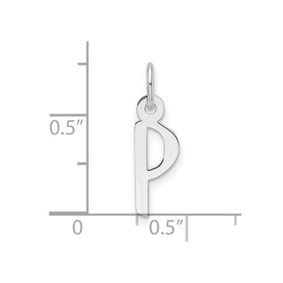 14K White Gold Slanted Block Letter P Initial Charm