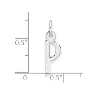 14K White Gold Slanted Block Letter P Initial Charm