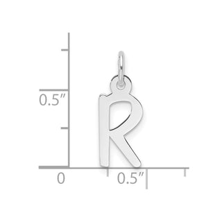 14K White Gold Slanted Block Letter R Initial Charm