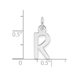 14K White Gold Slanted Block Letter R Initial Charm