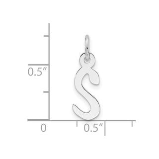 14K White Gold Slanted Block Letter S Initial Charm