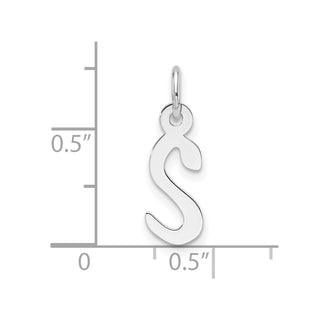 14K White Gold Slanted Block Letter S Initial Charm