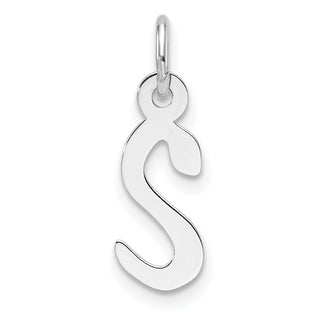 14K White Gold Slanted Block Letter S Initial Charm