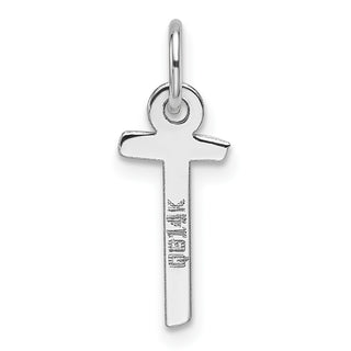 14K White Gold Slanted Block Letter T Initial Charm