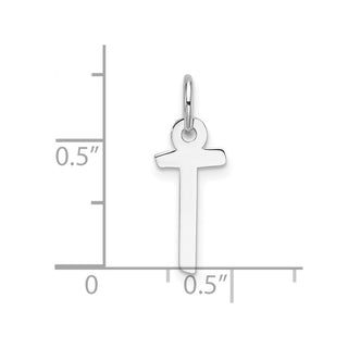 14K White Gold Slanted Block Letter T Initial Charm