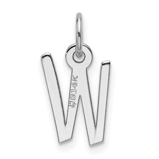 14K White Gold Slanted Block Letter W Initial Charm
