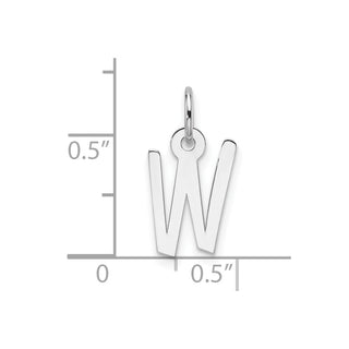 14K White Gold Slanted Block Letter W Initial Charm