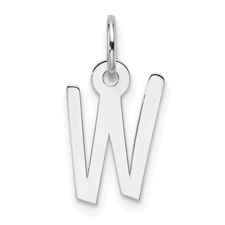 14K White Gold Slanted Block Letter W Initial Charm