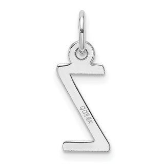 14k White Gold Slanted Block Letter Z Initial Charm