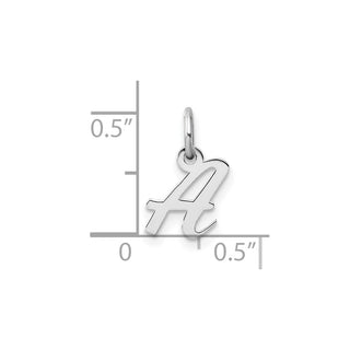 14k White Gold Small Script Letter A Initial Charm