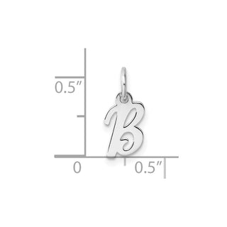 14k White Gold Small Script Letter B Initial Charm