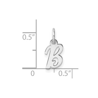 14k White Gold Small Script Letter B Initial Charm