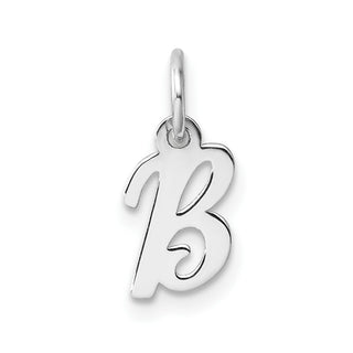 14k White Gold Small Script Letter B Initial Charm