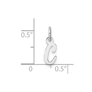 14k White Gold Small Script Letter C Initial Charm