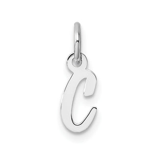14k White Gold Small Script Letter C Initial Charm