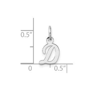 14k White Gold Small Script Letter D Initial Charm