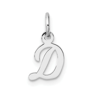 14k White Gold Small Script Letter D Initial Charm