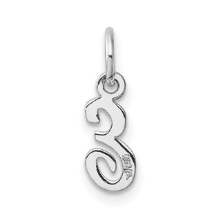 14k White Gold Small Script Letter E Initial Charm