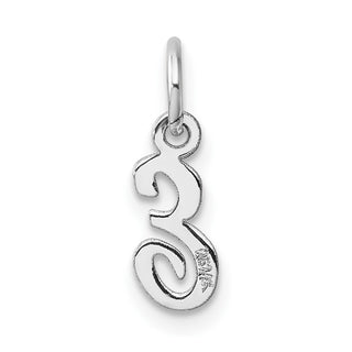 14k White Gold Small Script Letter E Initial Charm
