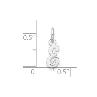 14k White Gold Small Script Letter E Initial Charm