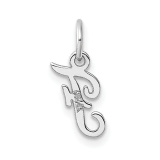 14k White Gold Small Script Letter F Initial Charm