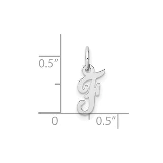 14k White Gold Small Script Letter F Initial Charm