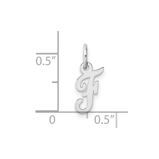 14k White Gold Small Script Letter F Initial Charm