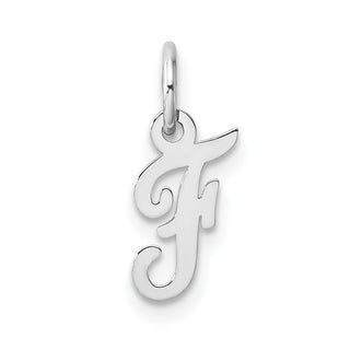 14k White Gold Small Script Letter F Initial Charm