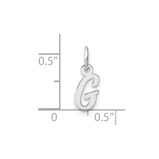 14k White Gold Small Script Letter G Initial Charm
