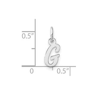 14k White Gold Small Script Letter G Initial Charm