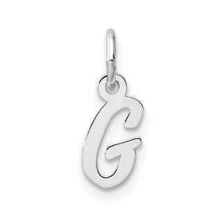 14k White Gold Small Script Letter G Initial Charm