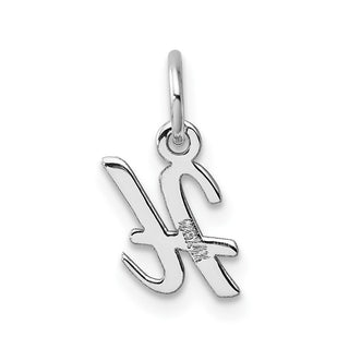 14k White Gold Small Script Letter H Initial Charm