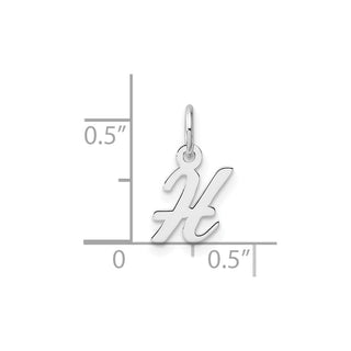 14k White Gold Small Script Letter H Initial Charm