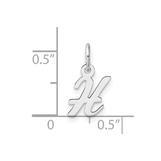 14k White Gold Small Script Letter H Initial Charm