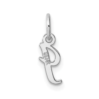 14k White Gold Small Script Letter I Initial Charm