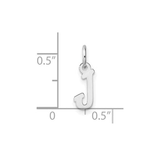 14k White Gold Small Script Letter J Initial Charm