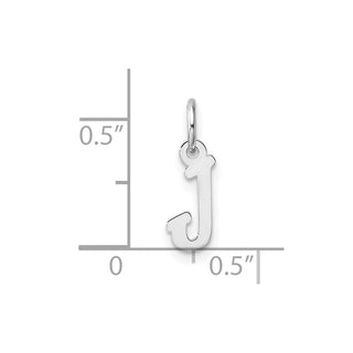 14k White Gold Small Script Letter J Initial Charm