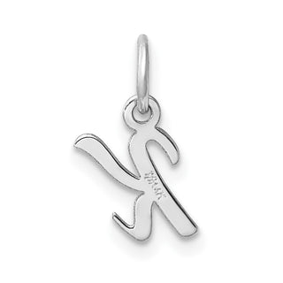 14k White Gold Small Script Letter K Initial Charm