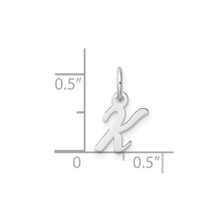 14k White Gold Small Script Letter K Initial Charm