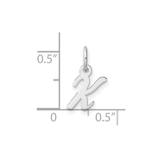 14k White Gold Small Script Letter K Initial Charm
