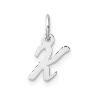 14k White Gold Small Script Letter K Initial Charm