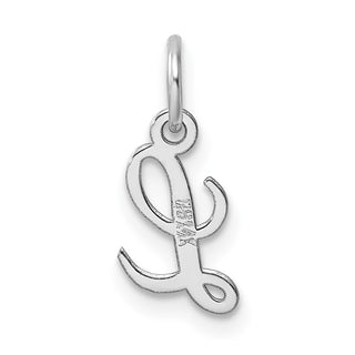 14k White Gold Small Script Letter L Initial Charm
