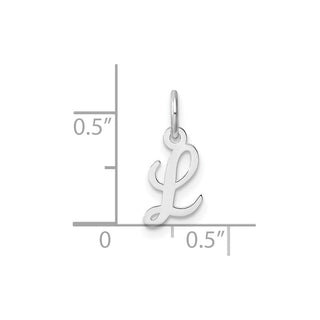 14k White Gold Small Script Letter L Initial Charm