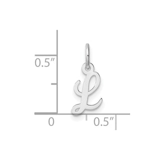 14k White Gold Small Script Letter L Initial Charm