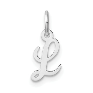 14k White Gold Small Script Letter L Initial Charm