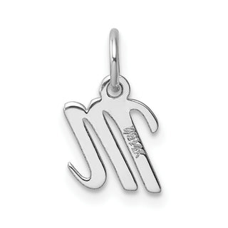 14k White Gold Small Script Letter M Initial Charm